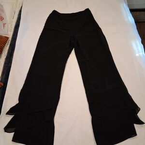 Adrianna Papell Black Layered Wide Leg Pants